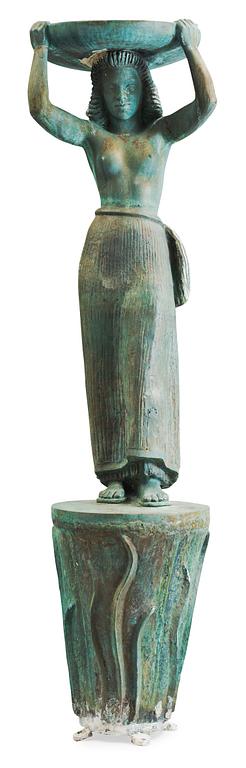An Arvid Källström patinated bronze sculpture for a fountain.