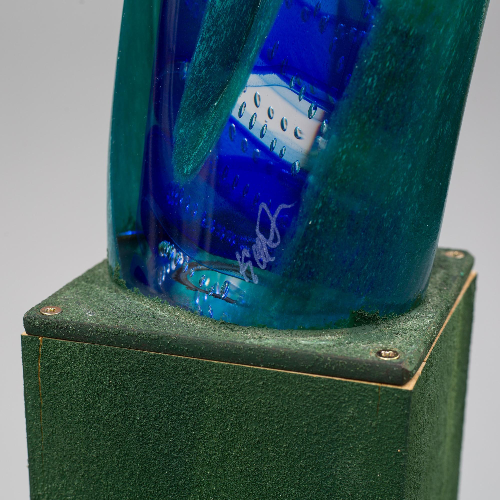 KJELL ENGMAN, a unique sand cast glass sculpture, Kosta Boda, Sweden.