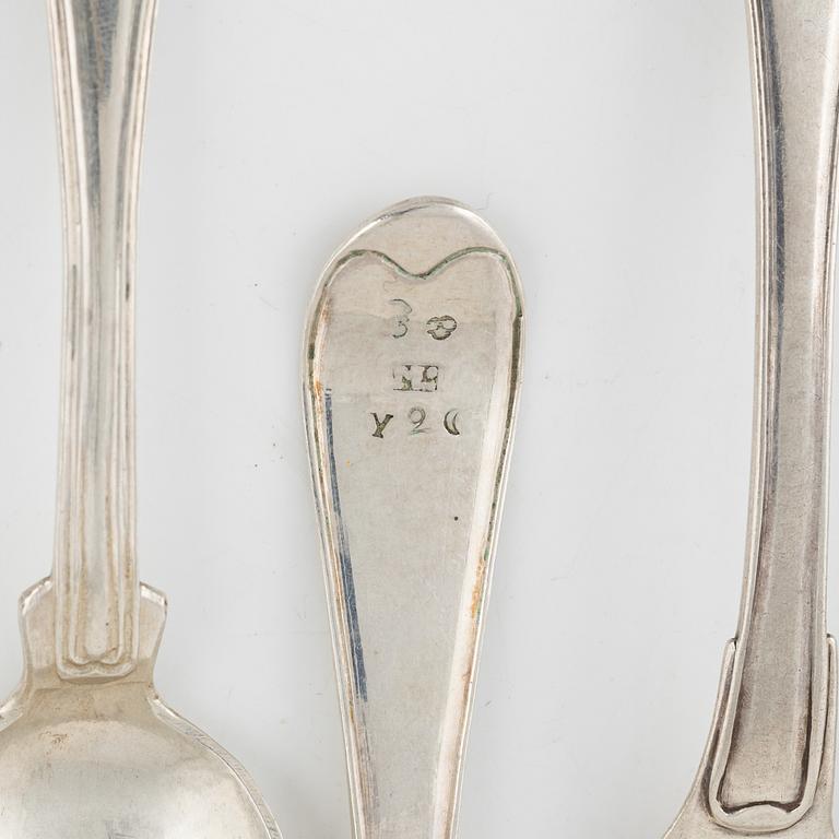 A set of silver cutlery, among others Emanuel Forssman, Växjö, 1855.