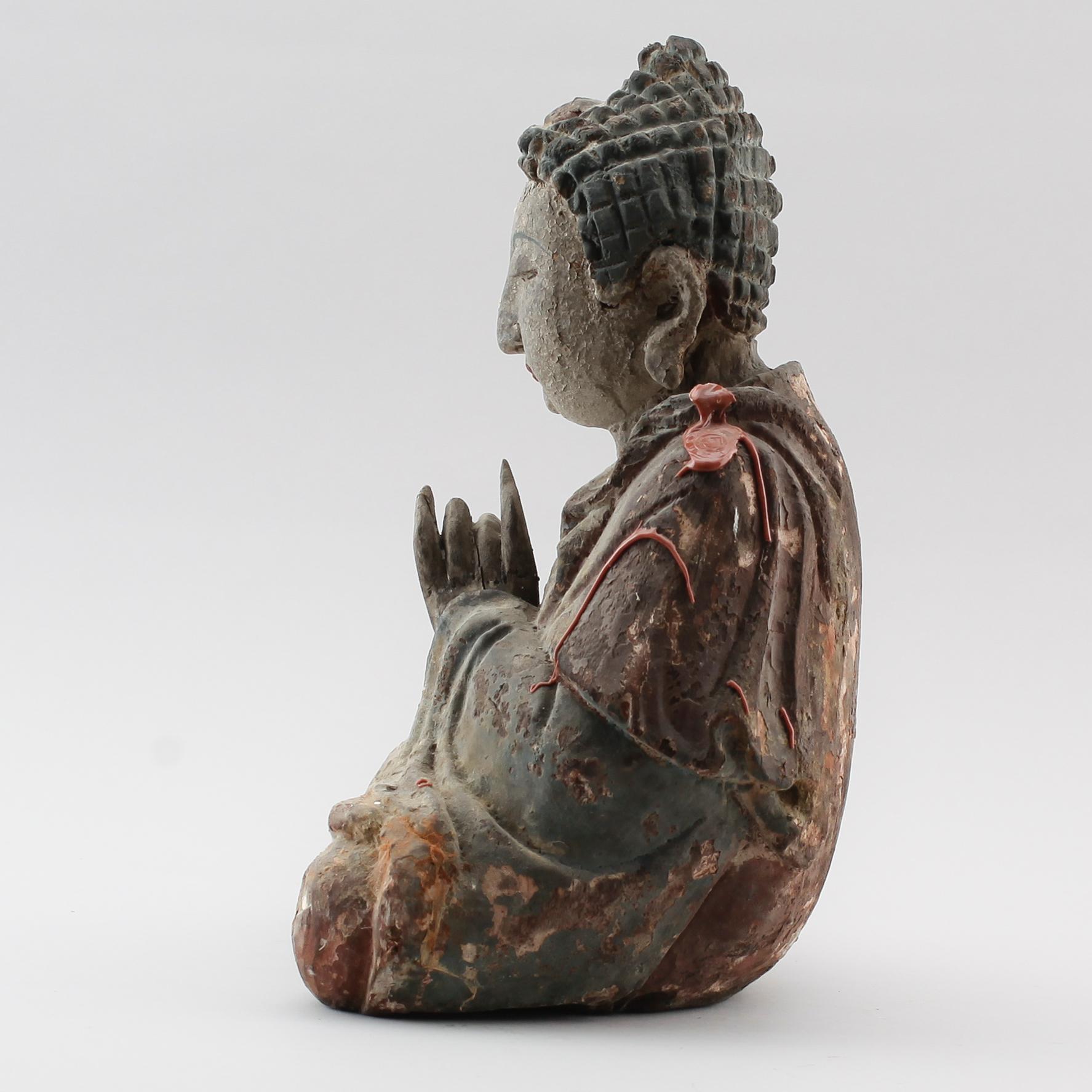 FIGUR, trä, Buddha, 1900-tal.