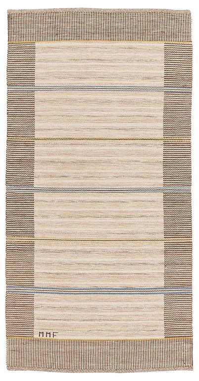 Märta Måås-Fjetterström, matta, "T.matta, vita släta", rölakan, ca 203 x 102 cm, signerad MMF.