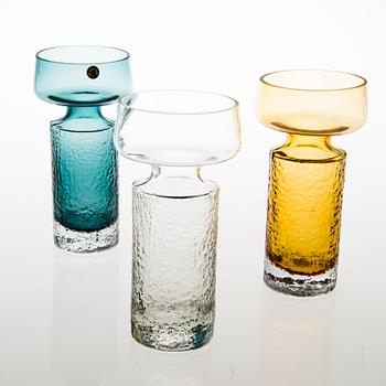 TAMARA ALADIN, A set of three 'Safari' glass vases, model 1495, Riihimäen Lasi, 1968-1974. Design year 1966.