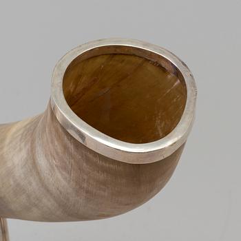 A drinking horn with silver mounts dated 1948.