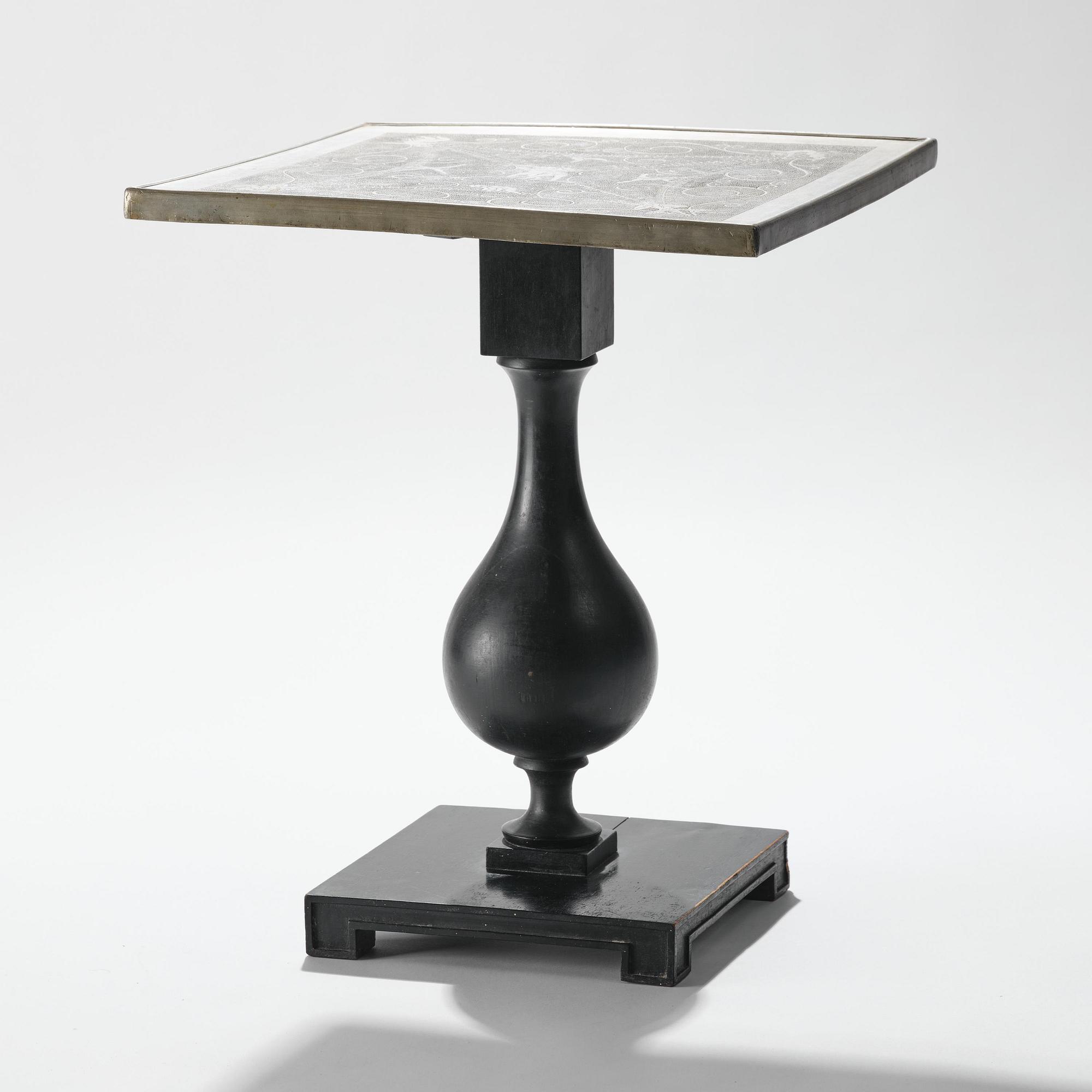 Anna Petrus, a pewter top tray table on a base by Uno Åhrén, executed in her studio, Stockholm, ca 1922-25.