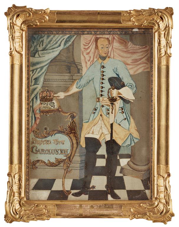 A DECOUPAGE. Sweden 18th century - around 1800. 29,5 x 21,5 cm without the frame, with the frame: 37 x 29 cm.