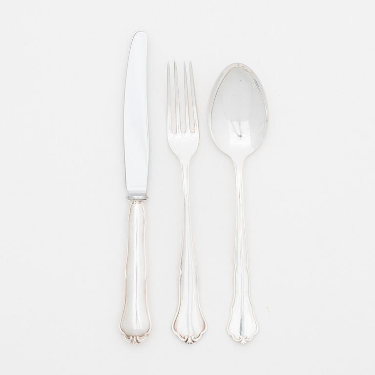 An 18-piece Swedish silver cutlery set, model 'Hansa', marks of CG Hallberg, Stockholm, including 1960.