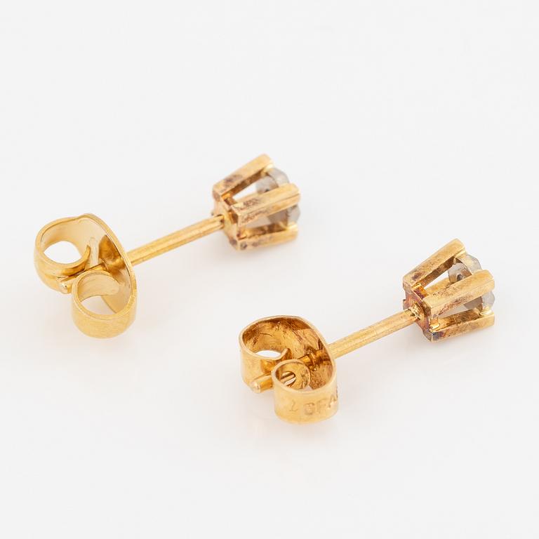 Earrings, 18K gold with small octagon-cut diamonds.