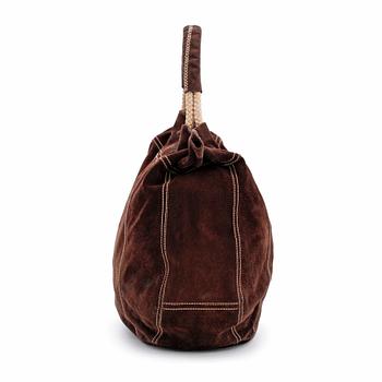 PARAD, a brown suede shoulder bag.