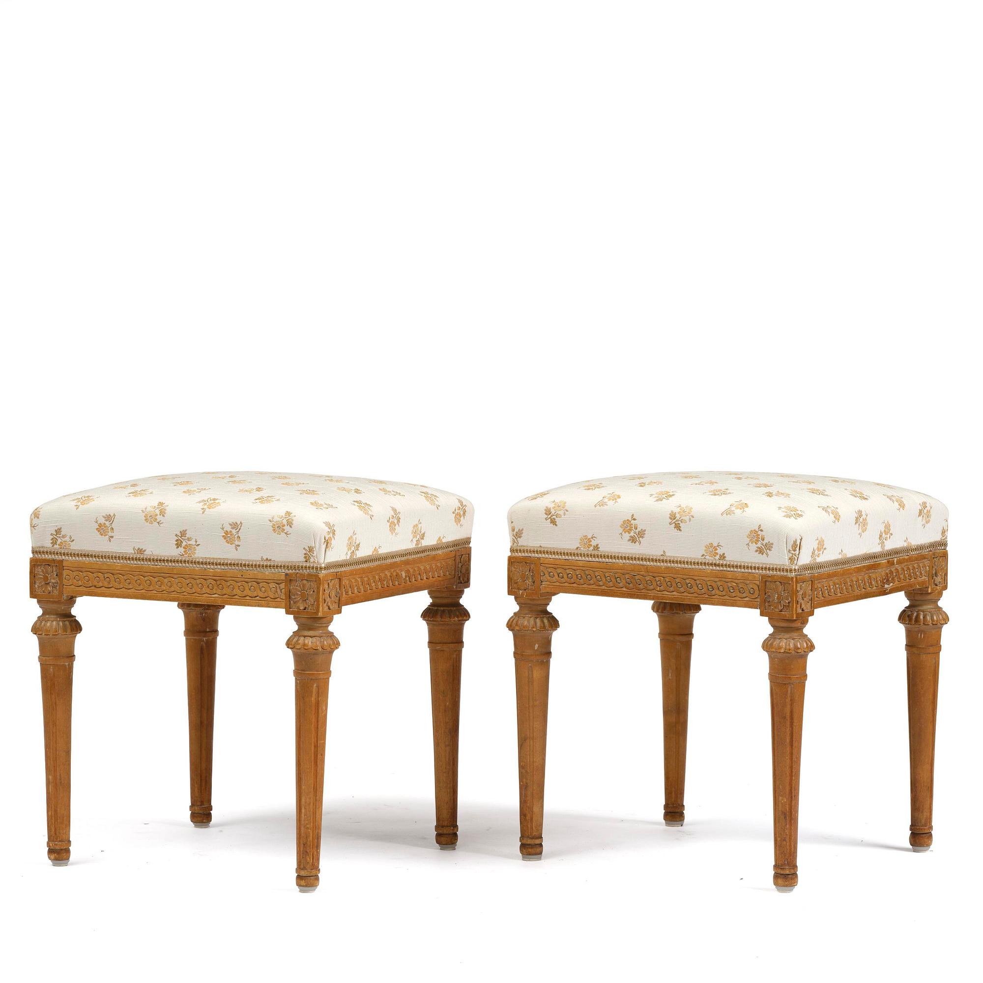 A pair of Gustavian stools by E. Öhrmark (master in Stockholm 1777-1813).