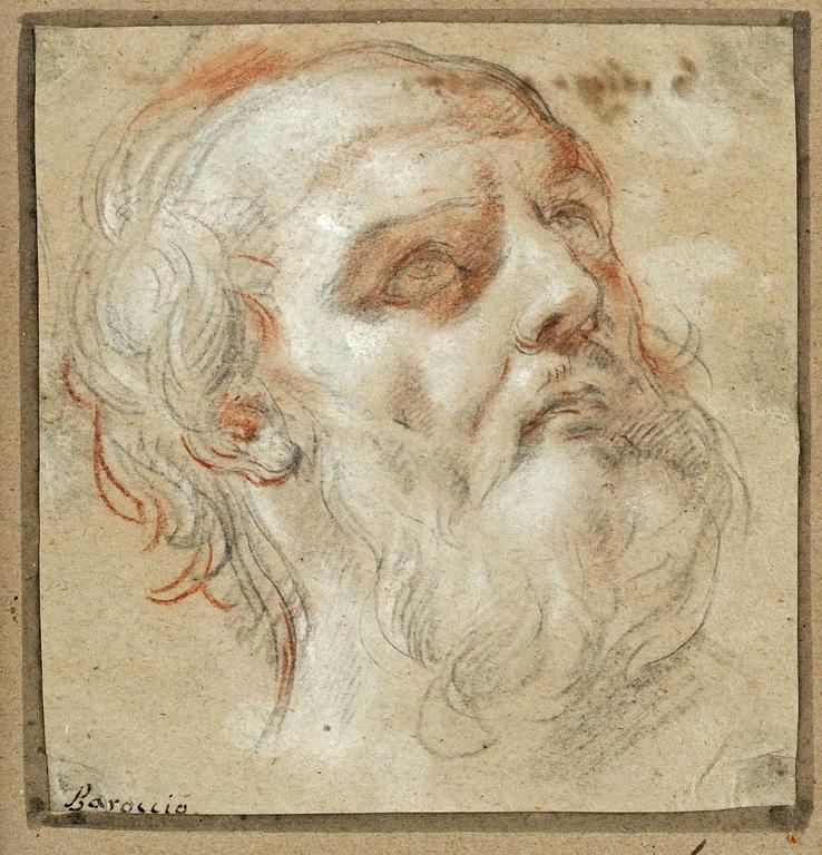 Federico Barocci (Fiori da Urbino) Hans efterföljd, Studie av manshuvud.