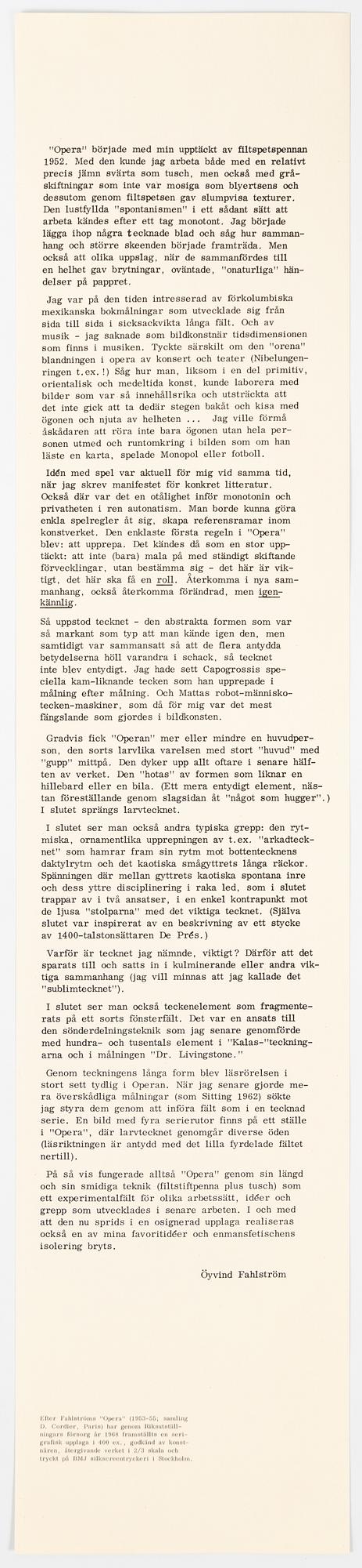 Öyvind Fahlström, "Opera".