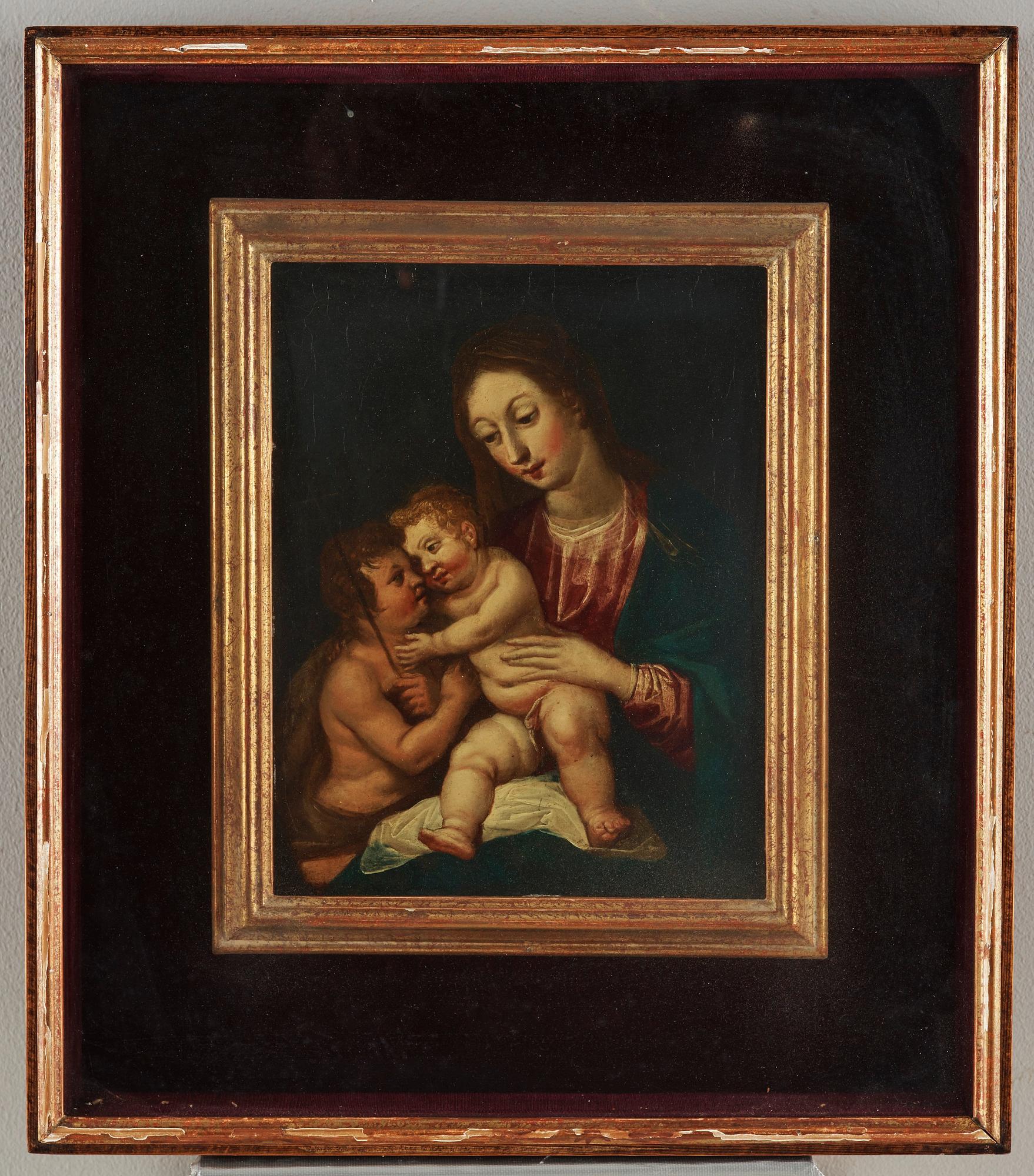 Jan Gossaert Hans efterföljd, Jungfru Maria, Jesusbarnet & Johannes Döparen.