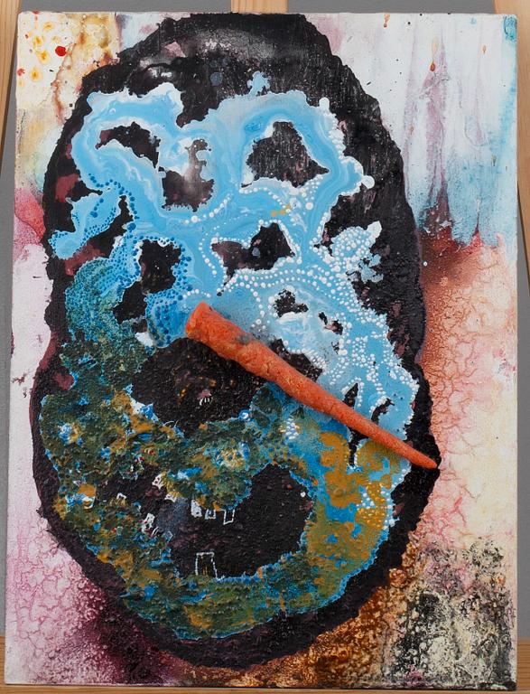 JANI LEMPIÄINEN, blandteknik, kollage på skiva, a tergo signerad och daterad 2007.