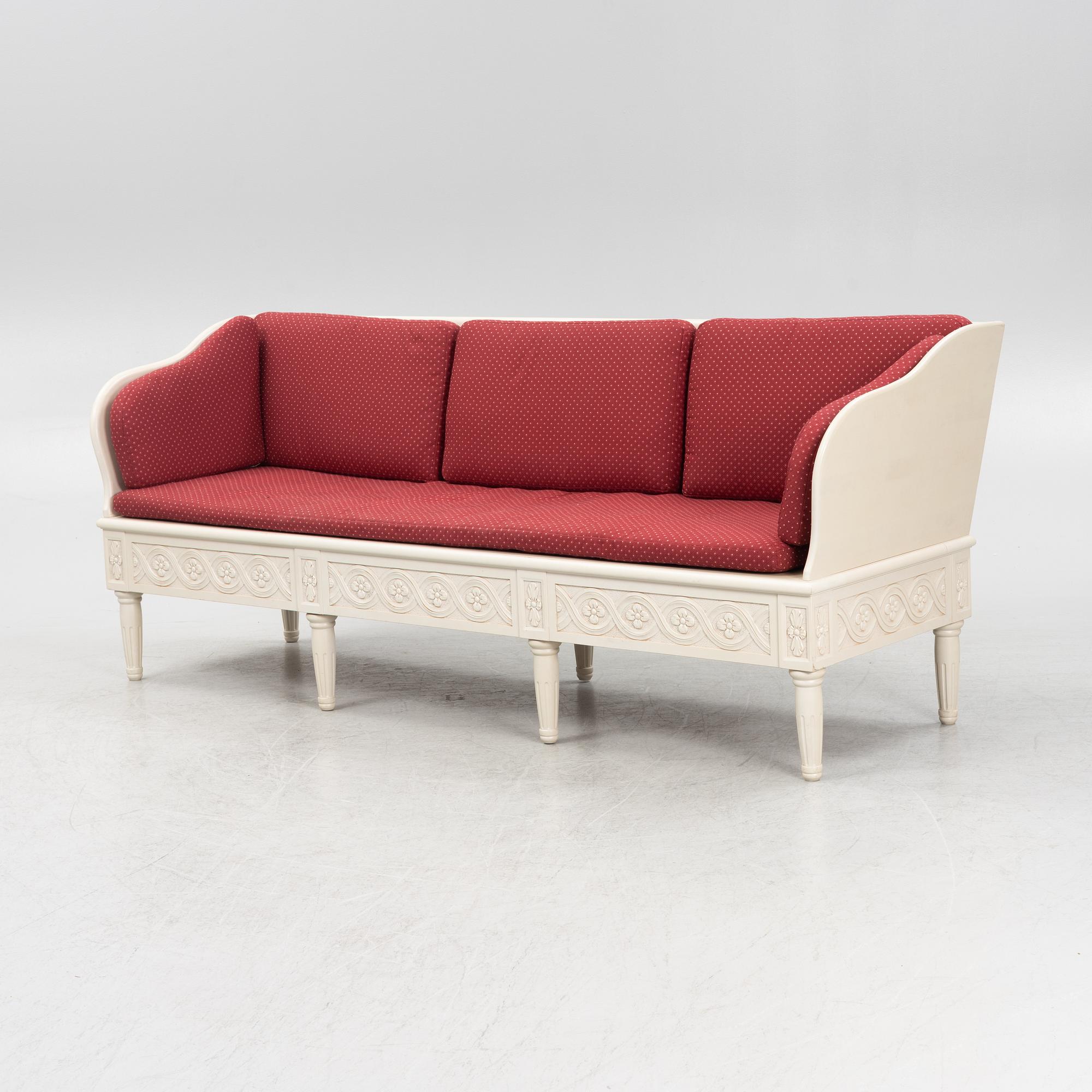 Trågsoffa, gustaviansk stil, "Svensktsund", ur IKEAs 1700-talsserie, 1990-tal.