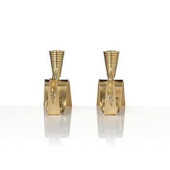 Carl-Einar Borgström, a pair of “Tyfon” candlesticks, Ystad-Metall, 1940s–50s.