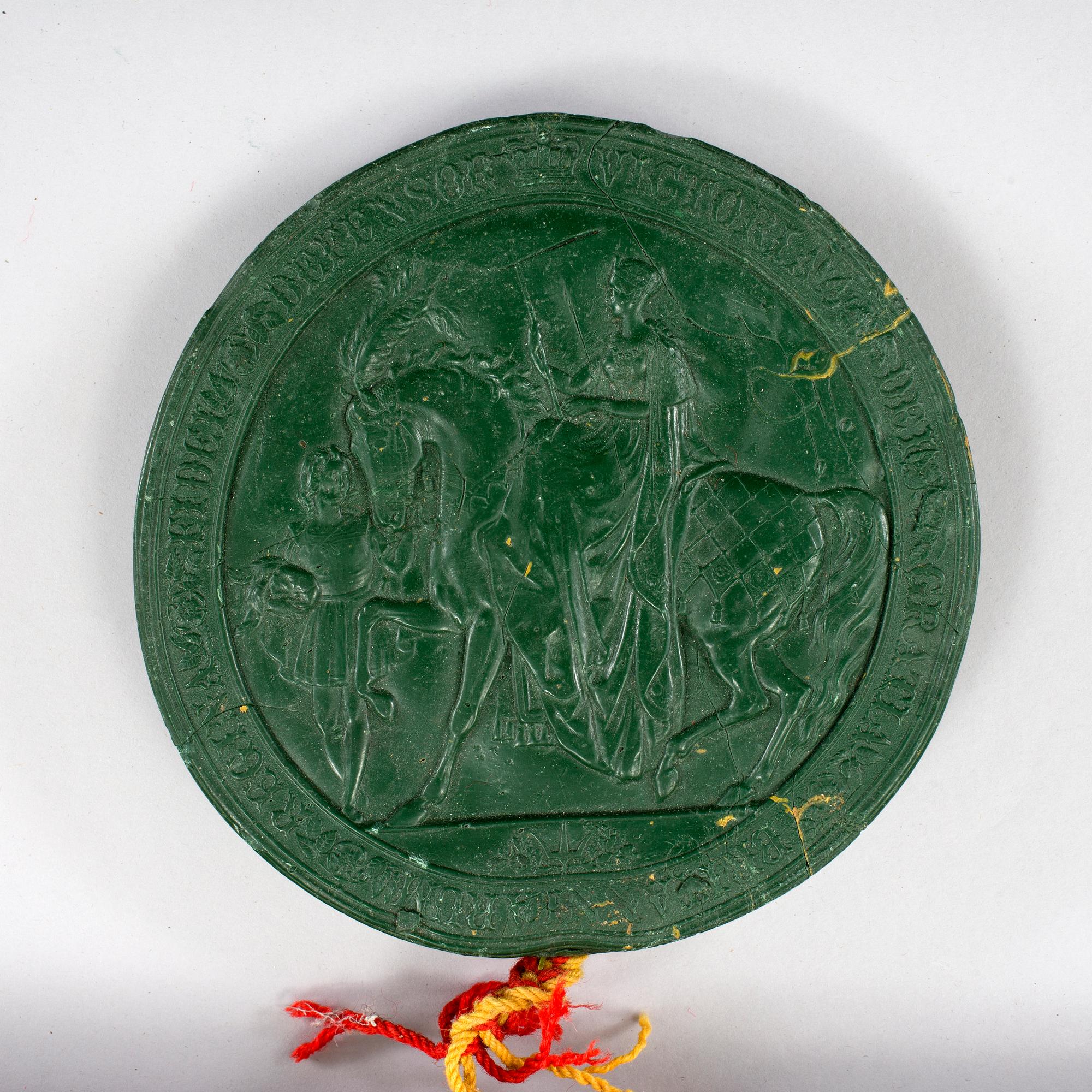 A British letter of patent with wax seal conferring upon Sir Henry Wheatley (1777-1852) the title and rank of Baronet.