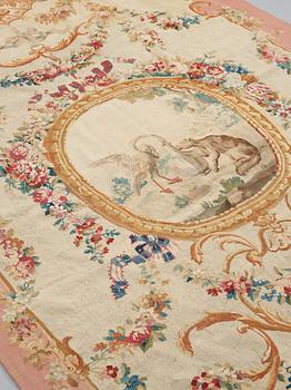 A TAPESTRY, tapestry weave, "The stork invites the fox to dinner", ca 274,5-277,5 x 181,5-183 cm, Aubusson around 1780.