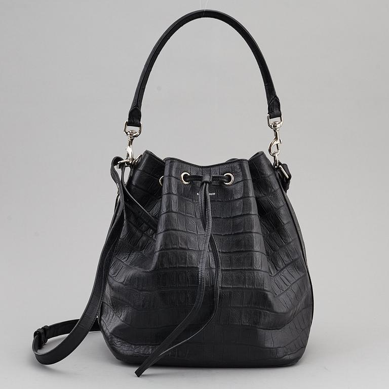 YVES SAINT LAURENT, a black leather 'Emmanuelle' bag.