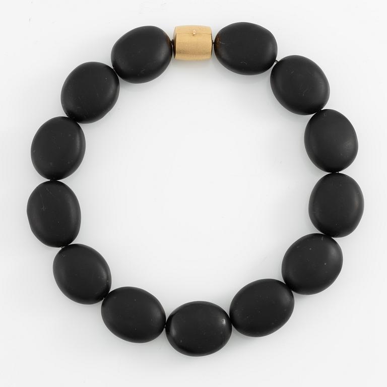 Ole Lynggaard lock 18K gold with onyx necklace.