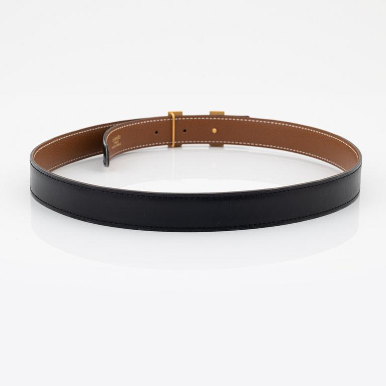 Hermès, A reversible leather and gold hardware 'Constance' belt from 1997.