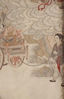 A kesi silk 'Immortals' panel, Qing dynasty, 19th 
century.