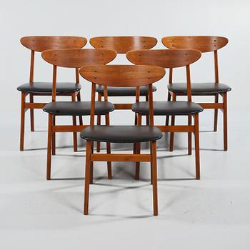 STOLAR, 6 st, Farstrup Möbelfabrik, Danmark, 1950/60-tal.
