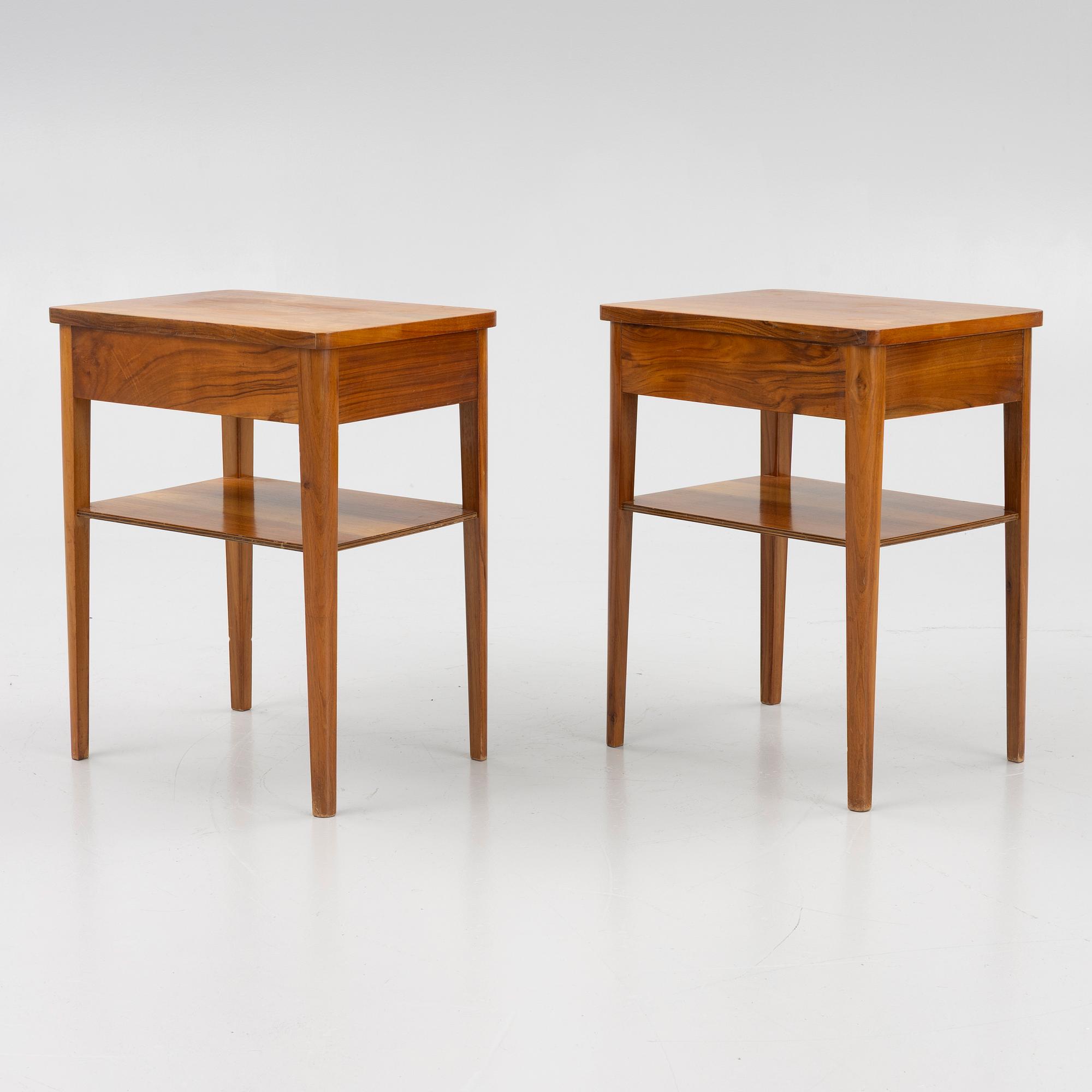 Bedside tables, a pair, Swedish Modern, 1940s-50s.