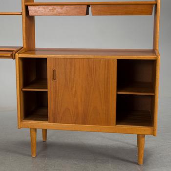 A teak and oak veneered shelf system, 1950's/60's.