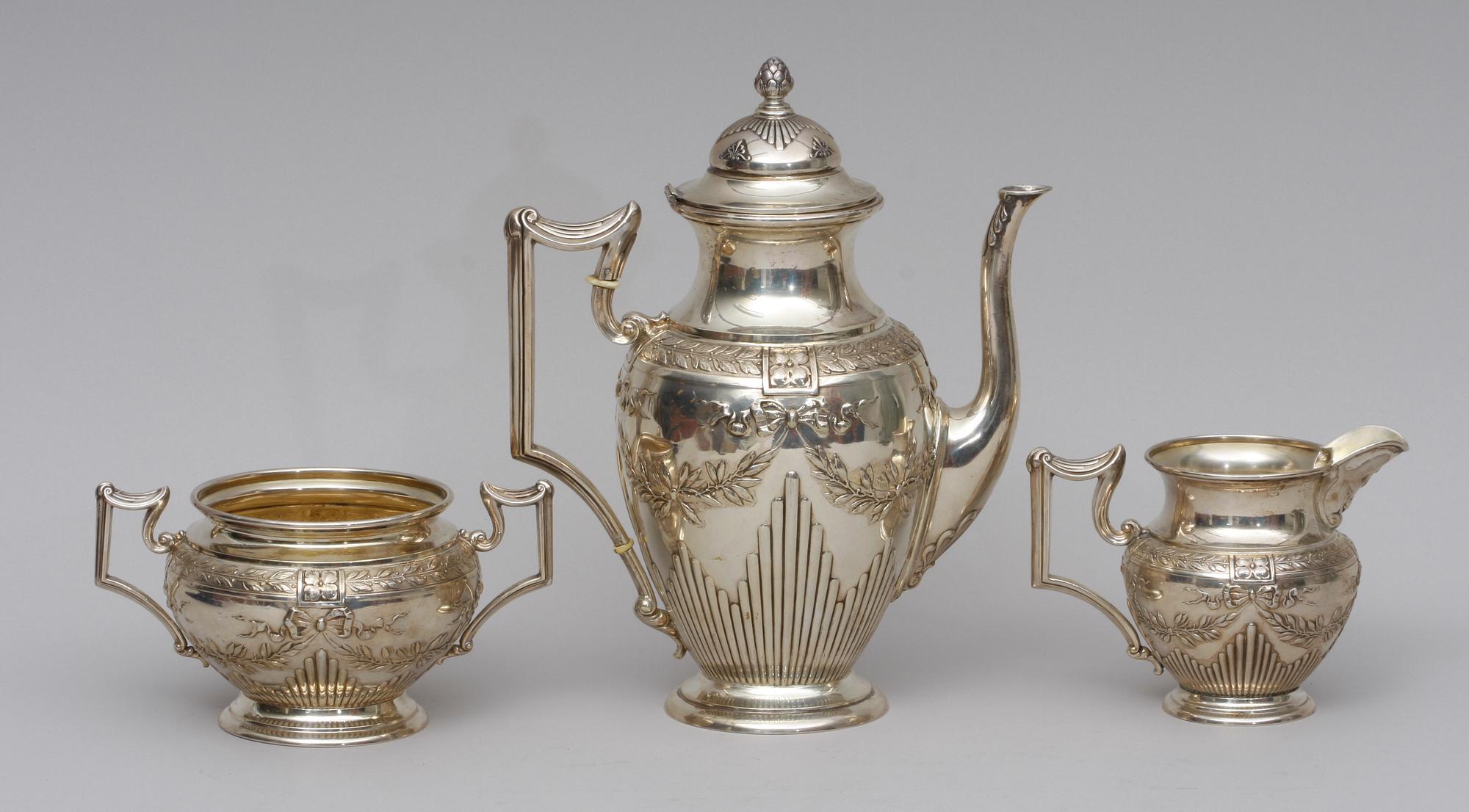 KAFFESERVIS , 3 delar, silver, 1903.