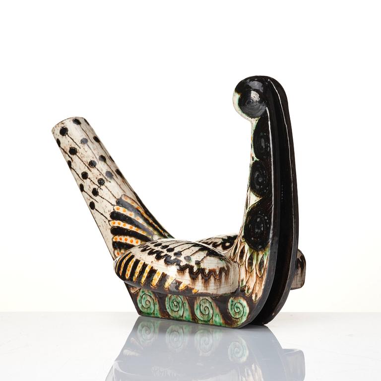 Birger Kaipiainen, a glazed ceramic sculpture of a bird, Rörstrand, Sweden 1950s.