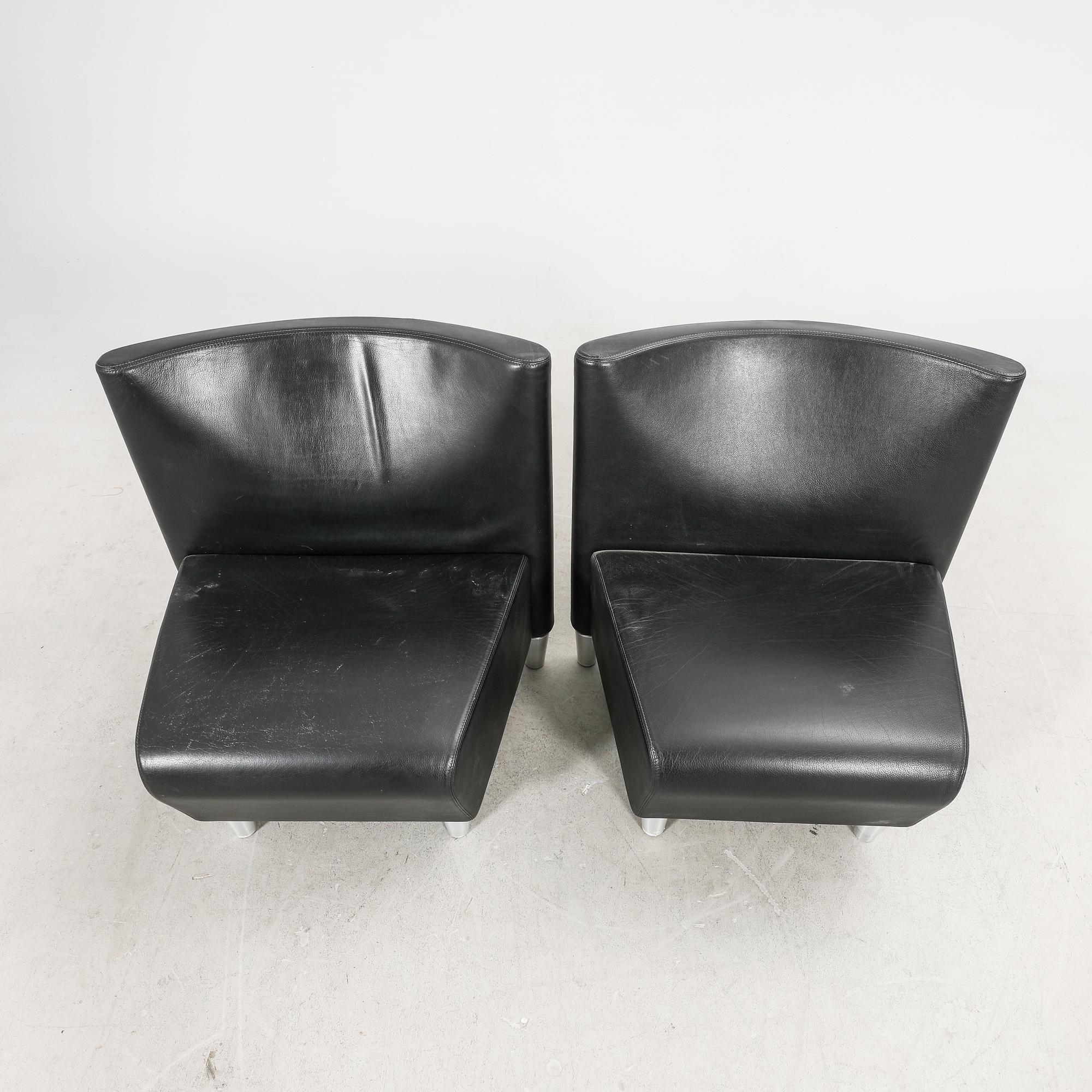 A set of eight leather easychairs by Erik Jørgensen Møbelfabrik, Svendborg, Denmark.