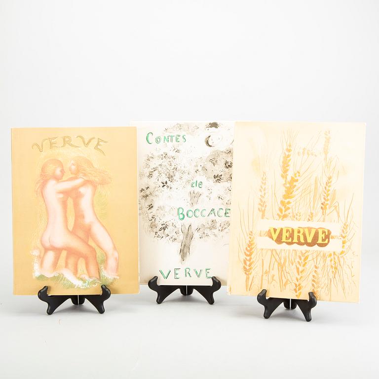 THREE BOOKS, Verve, Vol VI, No 24, 1950, Vol VIII, No 31-32, 1955 samt Vol II, No 5-6.