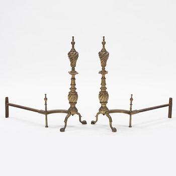 A pair of andirons, mid 20th century.