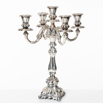 A silver candelabrum, marks of Kultakeskus Oy, Hämeenlinna, Finland 1965.