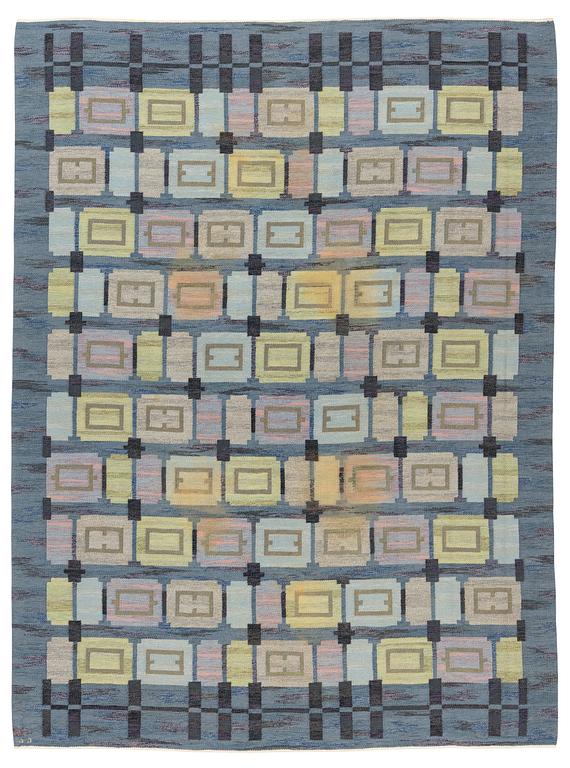 Judith Johansson, a carpet, "Spise Hall", flat weave, ca 373 x 275 cm, signed JJ.