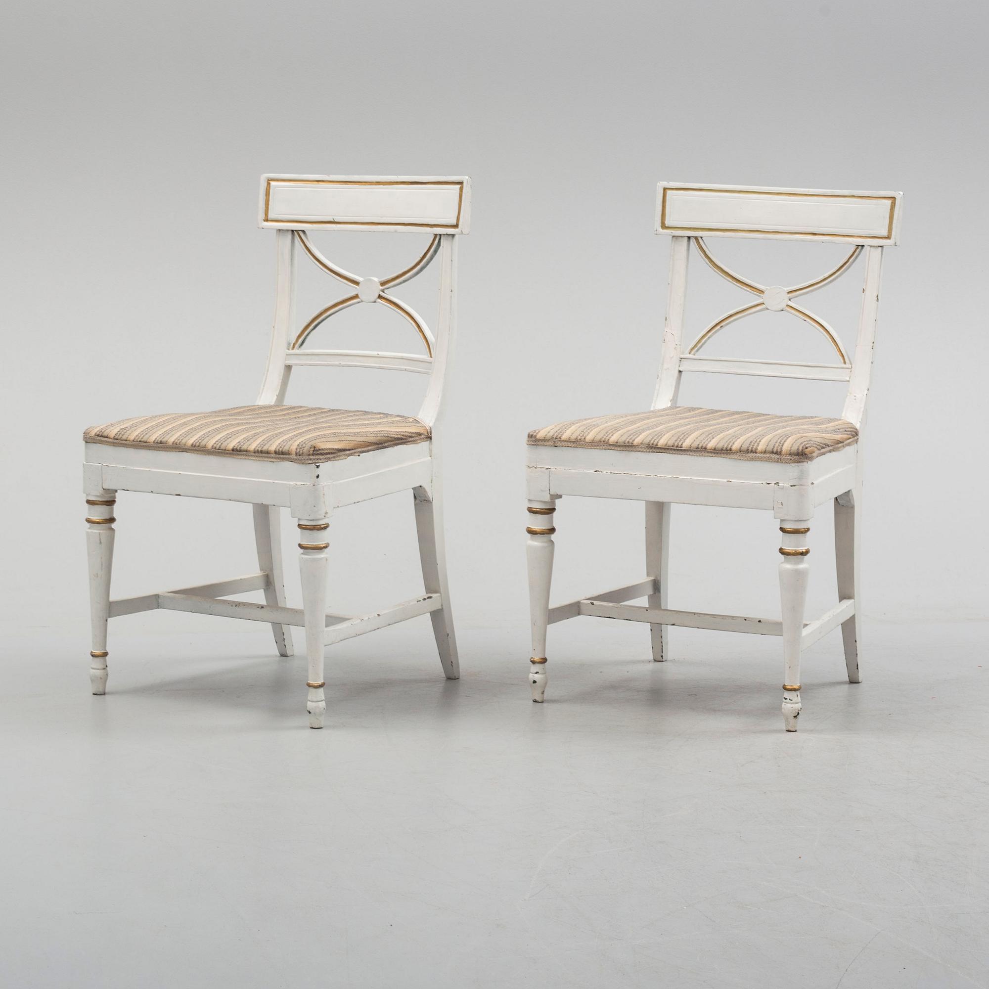 MELCHIOR LUNDBERG D.Ä., six Gustavian chairs.