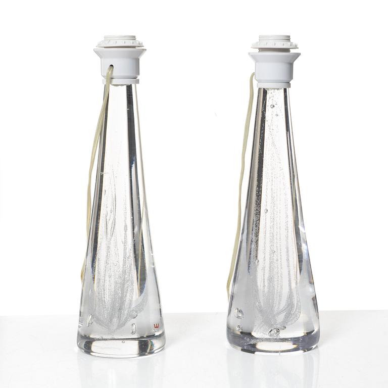 Vicke Lindstrand, a pair of glass table lamps, Kosta.