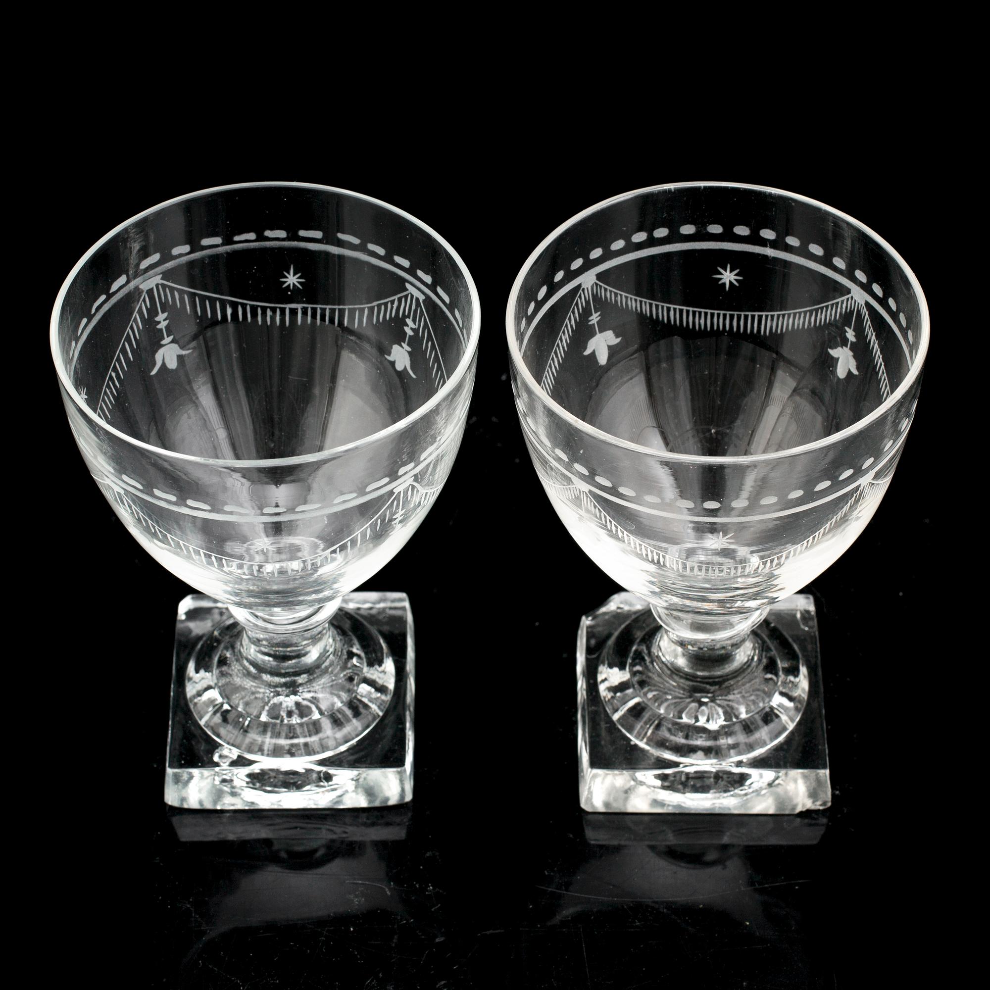 18 wineglasses, 19th century.