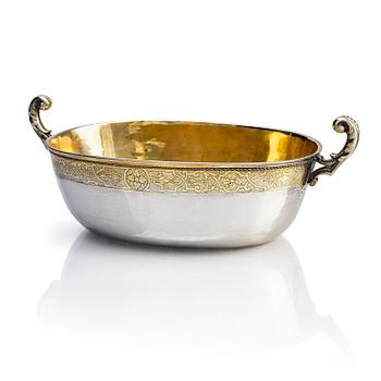 240. A Swedish 18th century parcel-gilt silver bowl, mark of Gustaf Stafhell the elder, Stockholm 1733.