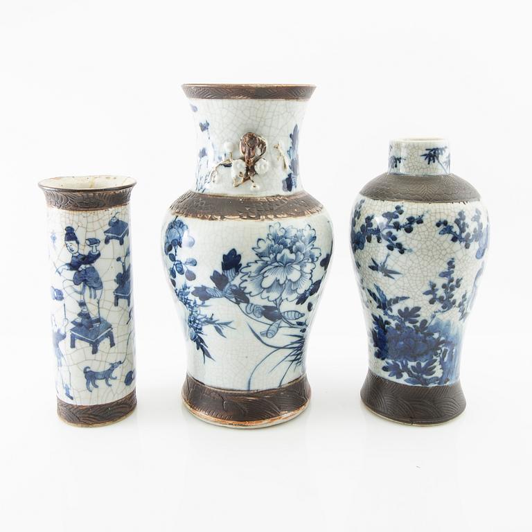 Vases 3 pcs China circa 1900 porcelain.