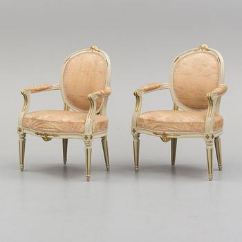 TWO ARMCHAIRS, gustavian and gustavian style, late 18th century and early 20th century.