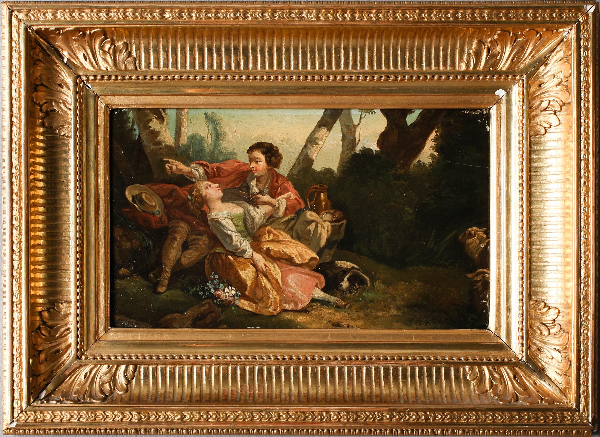 OKÄND KONSTNÄR, olja på pannå, 1800-tal.
