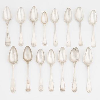 Swedish silver spoons, 19th century (15 pieces).