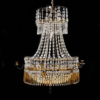 A late Gustavian early 19th century seven-light chandelier.