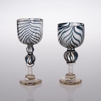 Two goblets, signed Heikki Orvola, Nuutajärvi Notsjö.