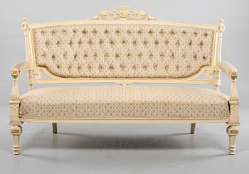 SOFFA samt STOLAR, ett par, tidigt 1900-tal.