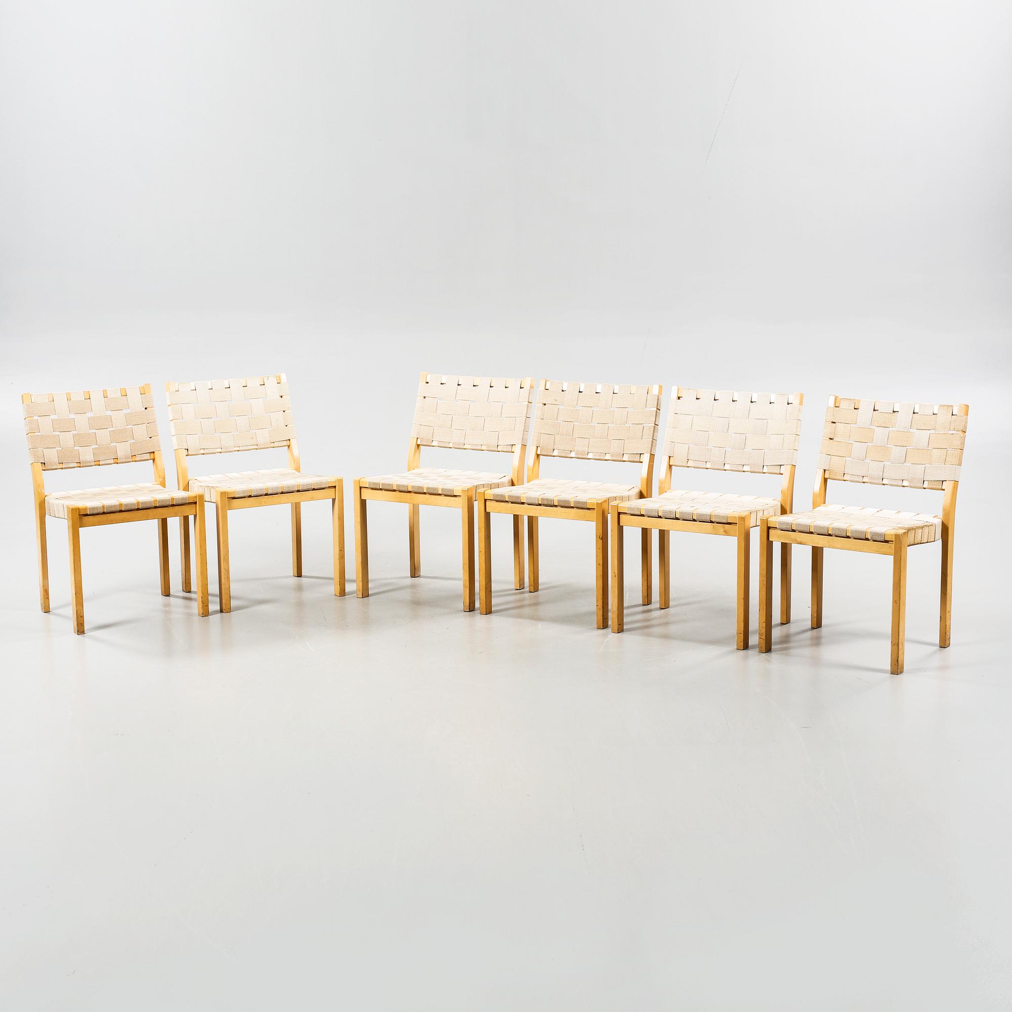 ALVAR AALTO, stolar, 6 st, modell 611, Artek, 1900-talets andra hälft.