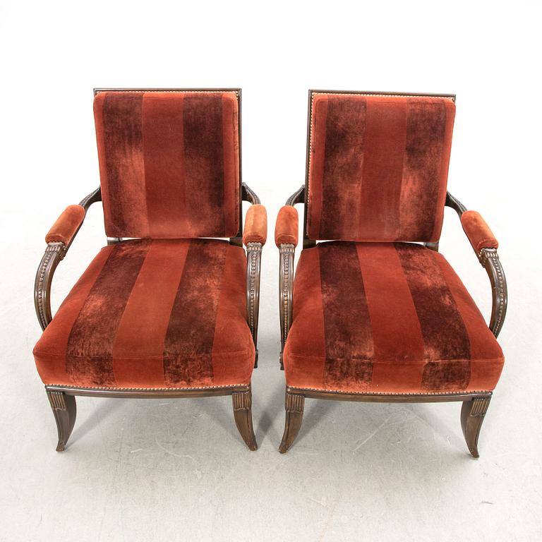 Lucien Rollin, armchairs, a pair, Art Deco style, late 20th century/early 21st century.