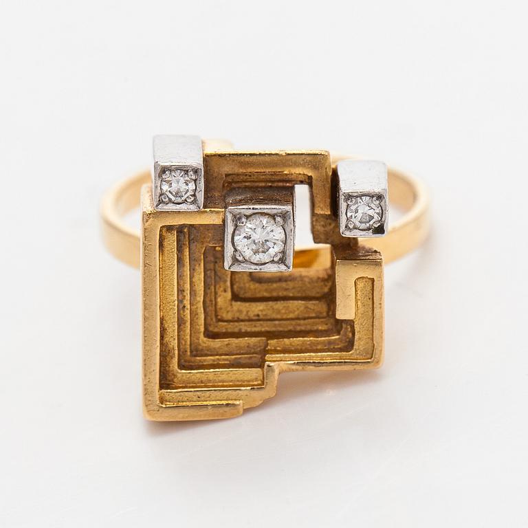 Björn Weckström, ring, "Soltempel", briljantslipade diamanter, 18K guld, Lapponia 1974.