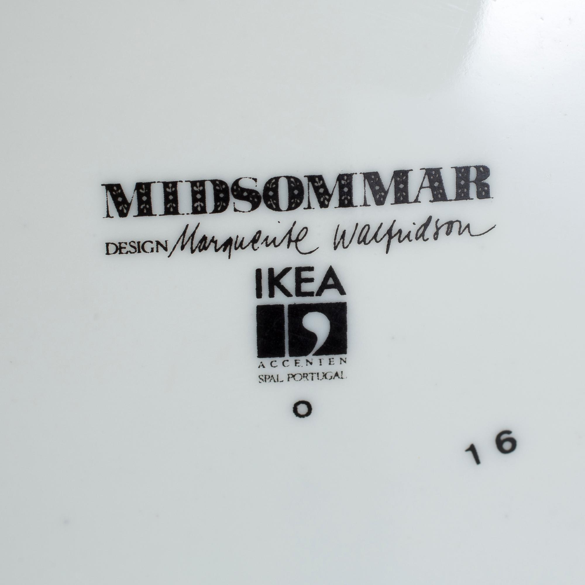 MARGUERITE WALFRIDSON, 25 delar, "Midsommar", för IKEA. Formgiven 1974.
